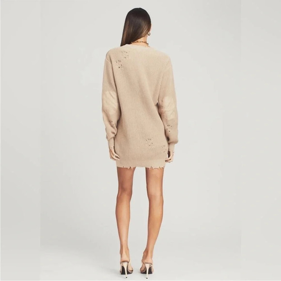 SER.O.YA Devin 100% Cotton Distressed sweater dress tan S - Picture 5 of 11